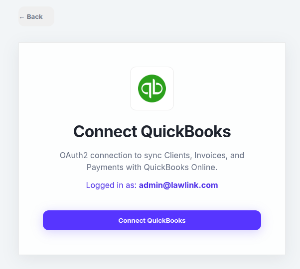 QuickBooks Connect Form